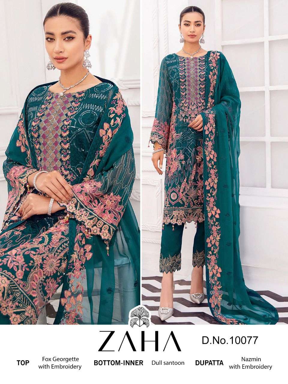 zaha ramsha vol-5 georgette heavy embroidery work pakistani suits catalogue 