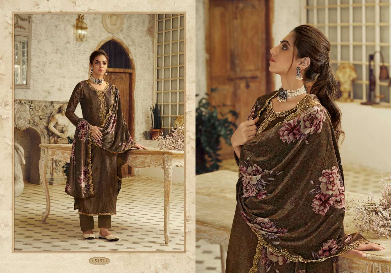 zisa charmy gazal 5151-5156 velvet digital printed with work salwar suits wholesaler surat