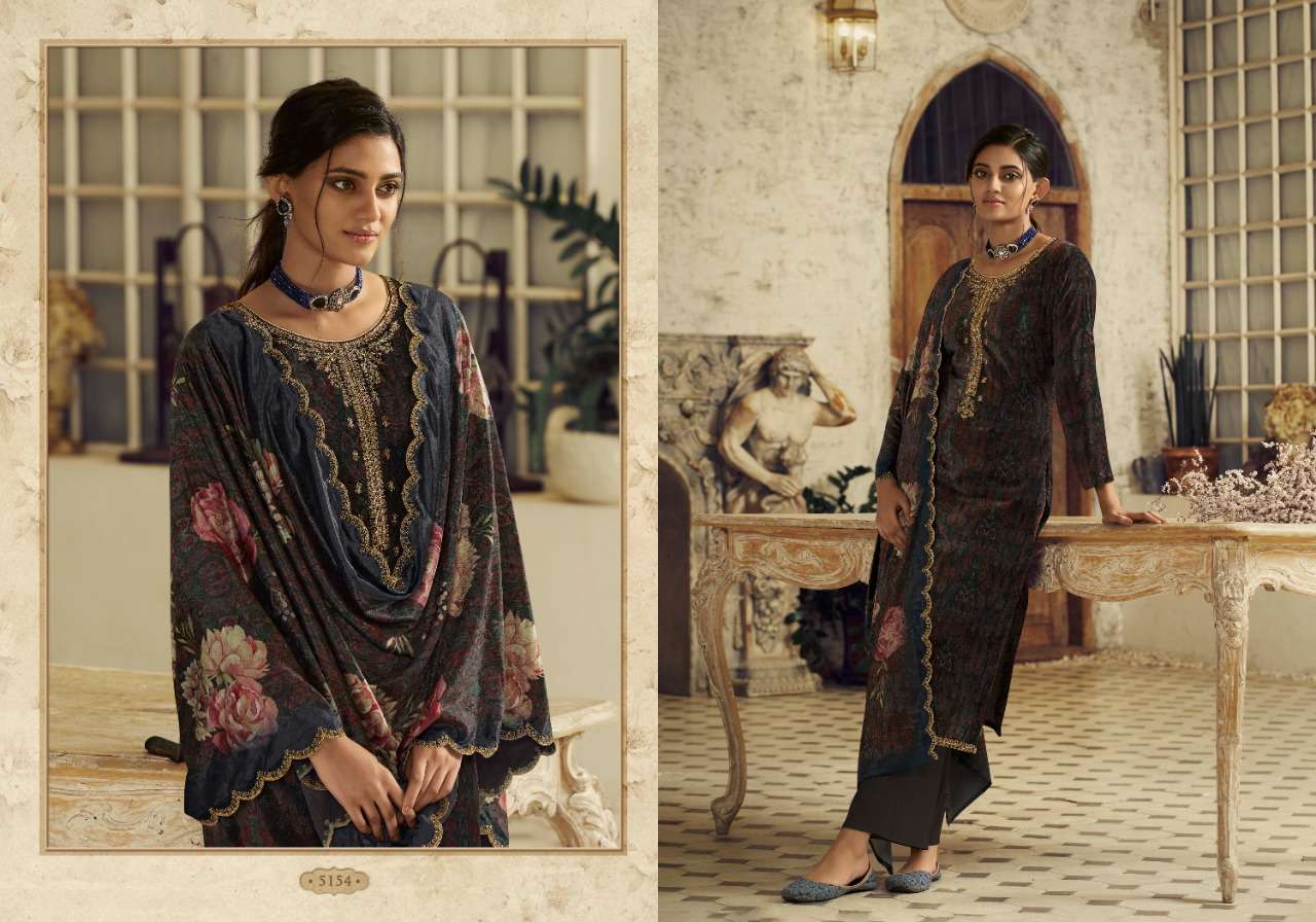 zisa charmy gazal 5151-5156 velvet digital printed with work salwar suits wholesaler surat