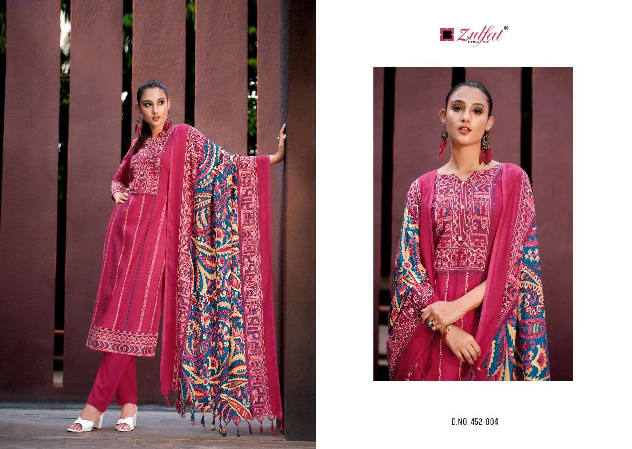 zulfat designer inteha pure wool pashmina dress material collection wholesale price 