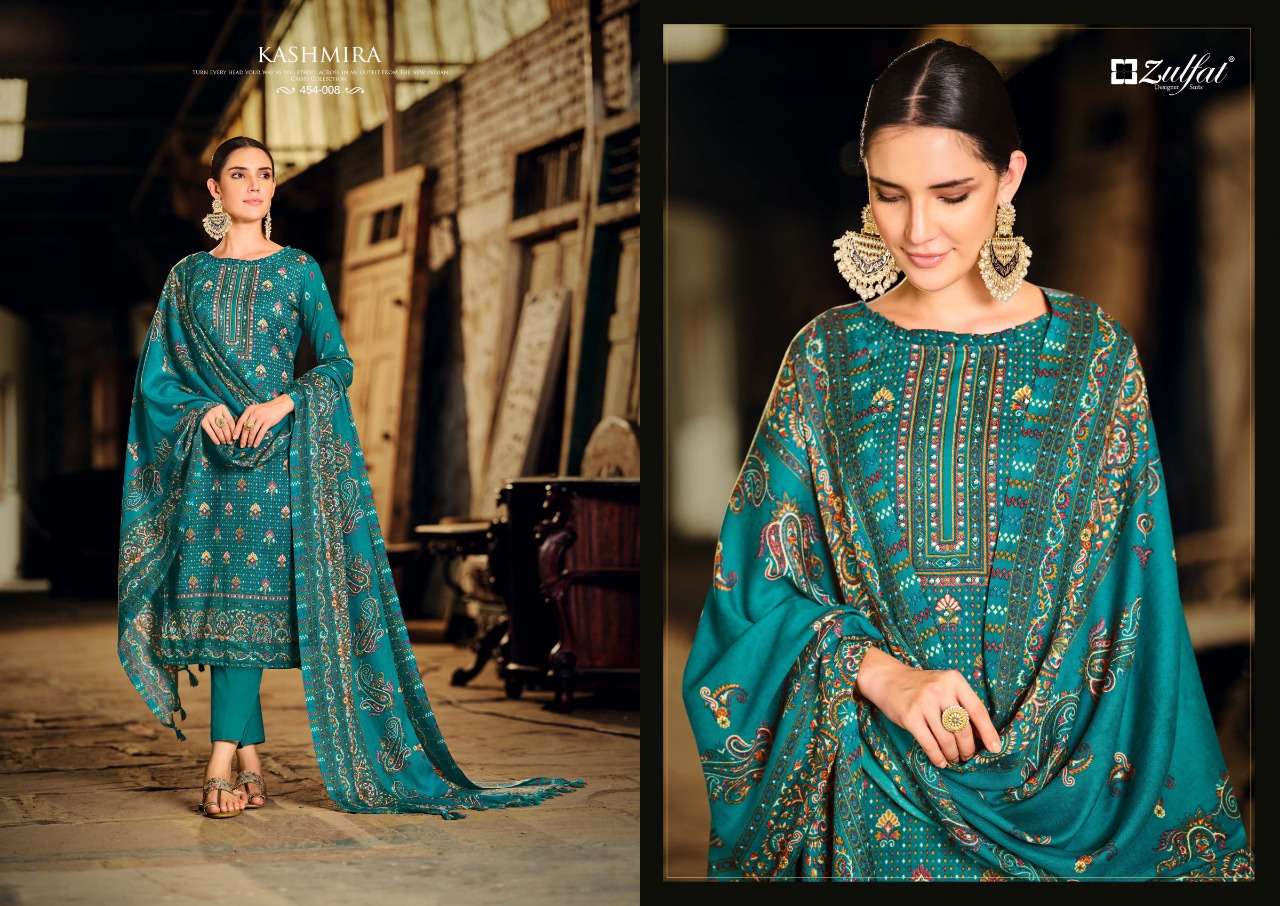 zulfat designer kashmira pure wool pashmina fancy winter wear unstich dress material collection