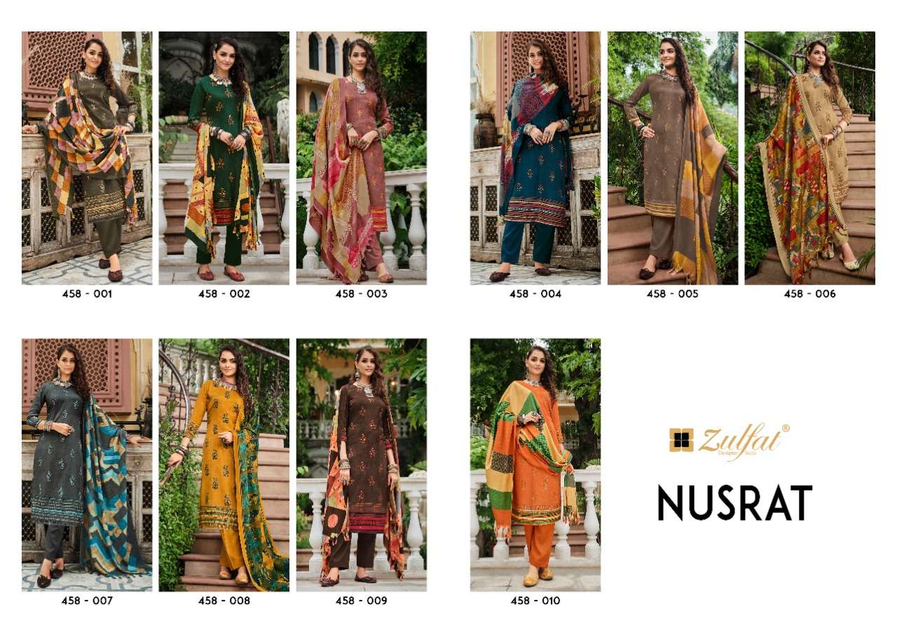 zulfat designer nusrat pure wool pashmina salwar kameez wholesale price surat