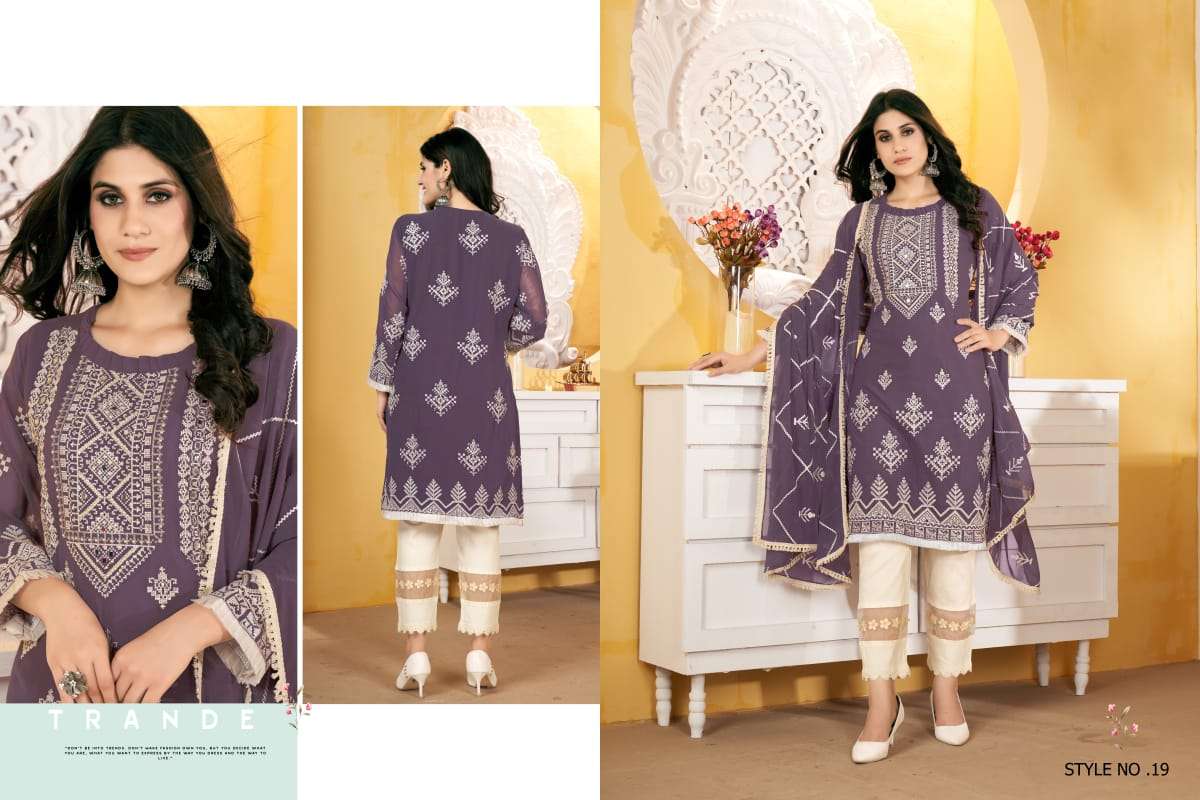 aarsh 19 heavy georgette with heavy embroidery salwar suits collection