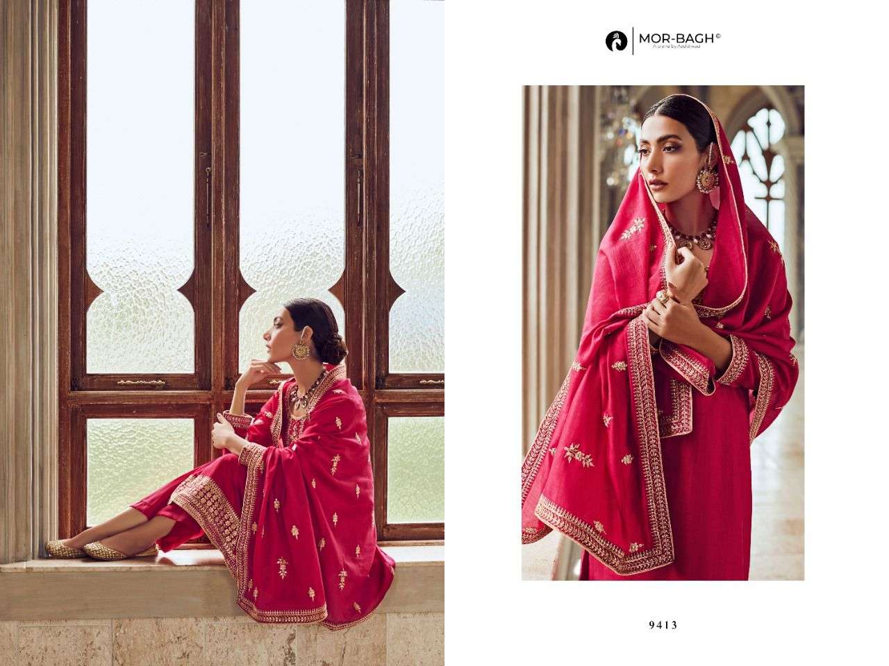 aashirwad creation mor-bagh gunjan 9412-9417 series premium silk fancy salwar kameez surat