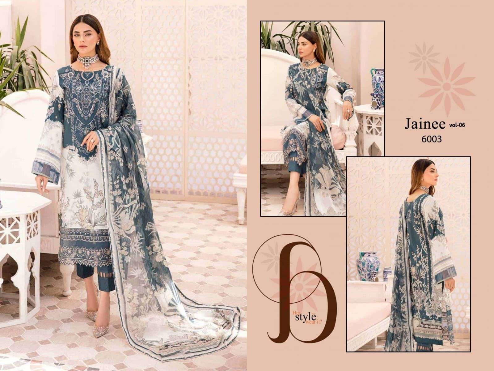 agha noor jainee vol-6 lawn cotton fancy pakistani salwar kameez surat
