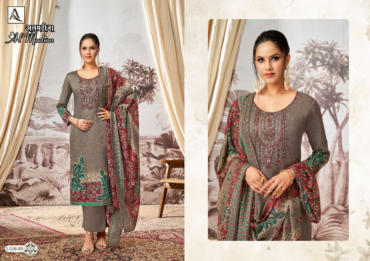 alok suits by al madina exclusive jam satin digital salwar kameez catalogue wholesale price 