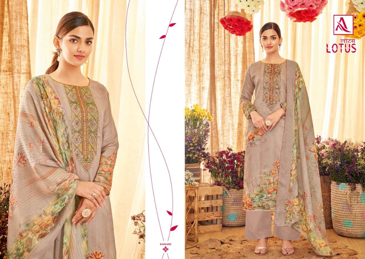 alok suits lotus pure zam cotton digital printed unstich salwar kameez wholesale price 