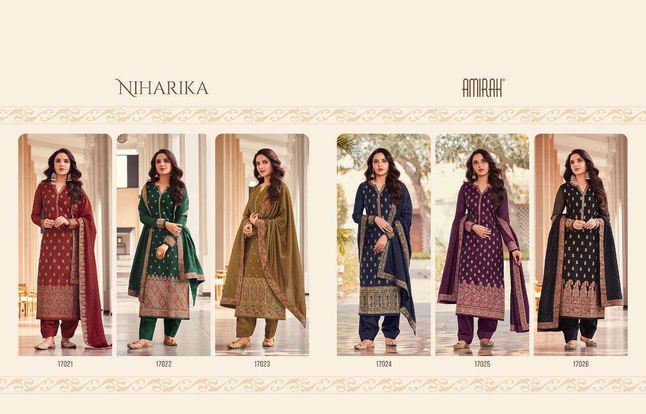 amirah niharika 17021-17026 series meenakari jaqaurd designer look salwar kameez surat