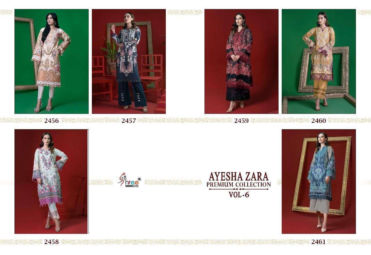 ayesha zara premium collection vol-6 by shree fabs pure cotton fancy suits supplier surat
