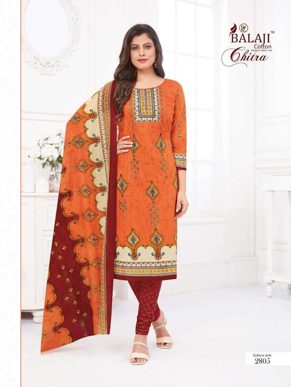 balaji cotton chitra vol-8 2801-2812 series cotton unstich drees material wholesale price 