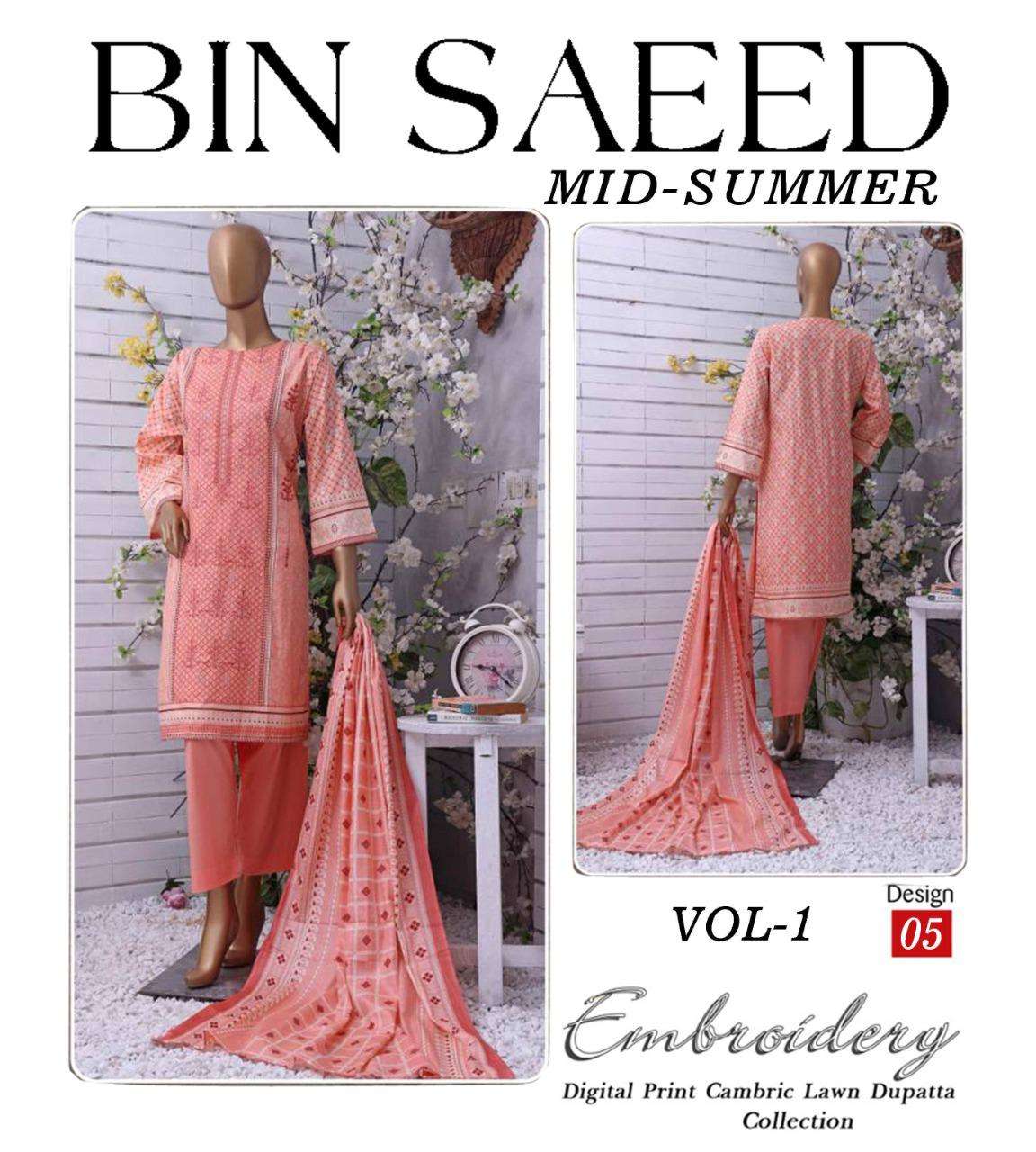bin seed mid summer vol-1 01-10 series exclusive designer digital embroidred pakisatni salwar kameez wholesaler surat