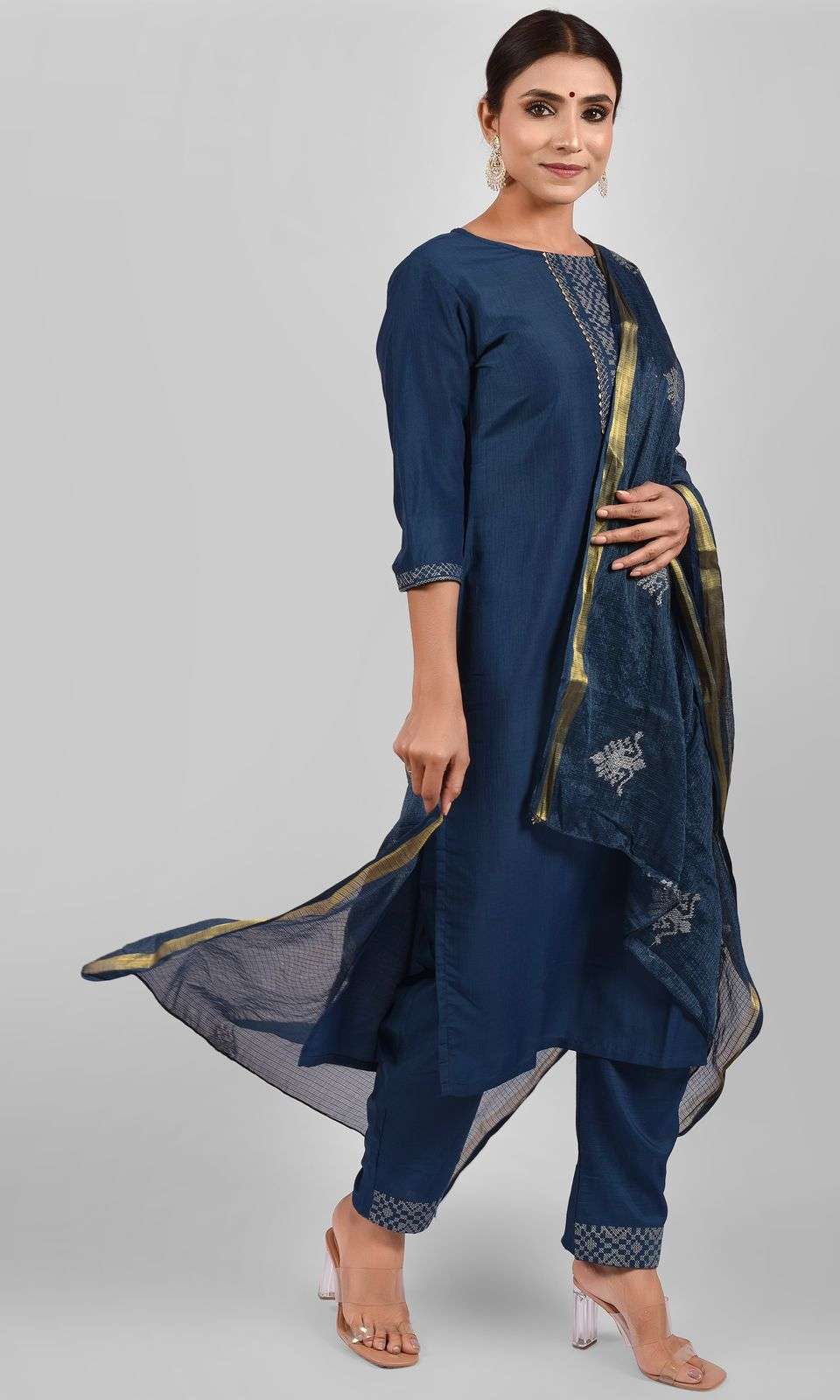 channel 9 94-97 series designer look chinon silk kurta pant with dupatta set surat