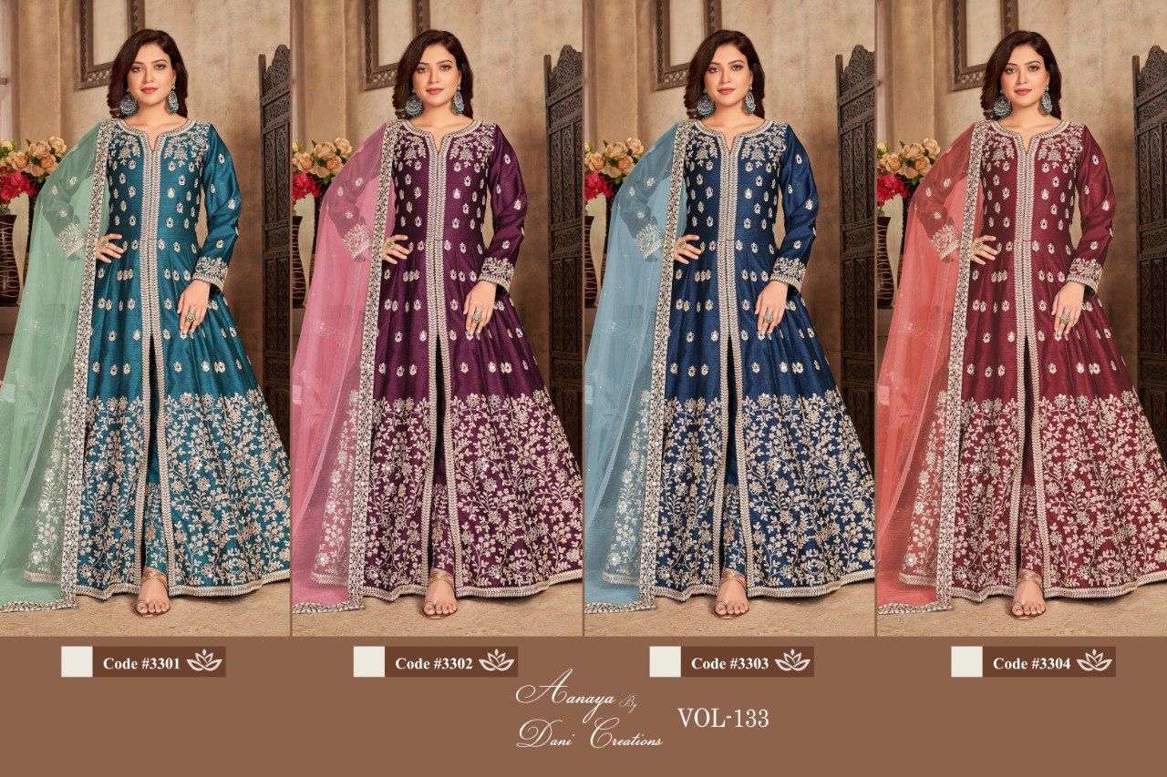 daani creation aanaya vol-133 3300 series party wear look art silk fancy salwar kameez surat