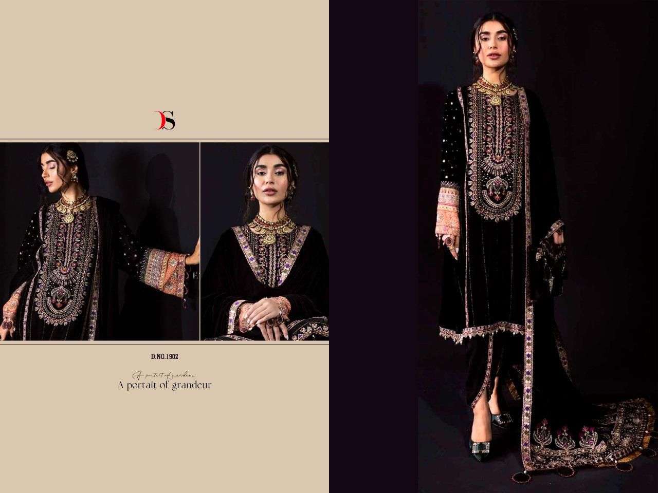 deepsy suits anaya velvet vol-3 1901-1906 series velvet fancy embroidered salwar kameez surat
