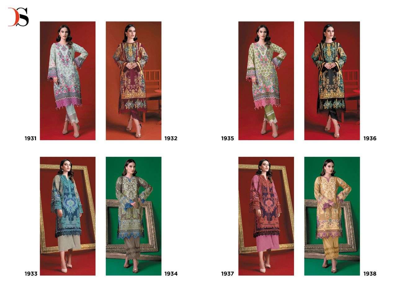 deepsy suits firdous solitaire 1931-1938 series pure cotton fancy pakistani suits surat