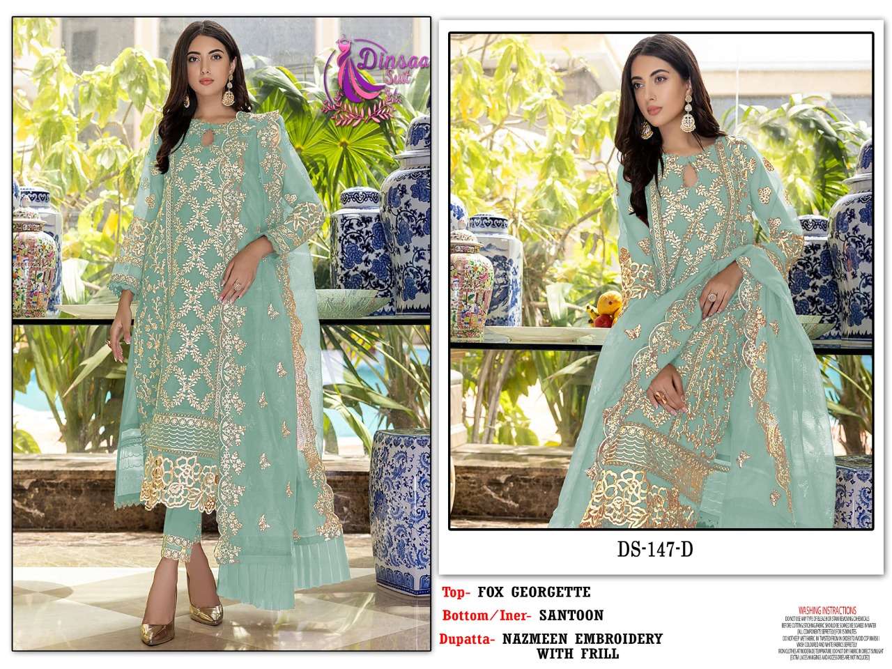 dinsaa suits 147 georgette embroidered fancy salwar kameez wholesale price surat