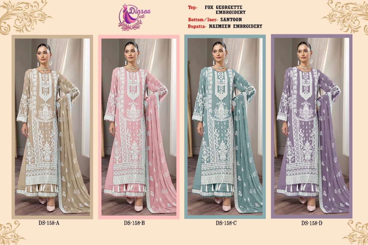 dinsaa suits 158 series unstich designer salwar kameez wholesaler surat
