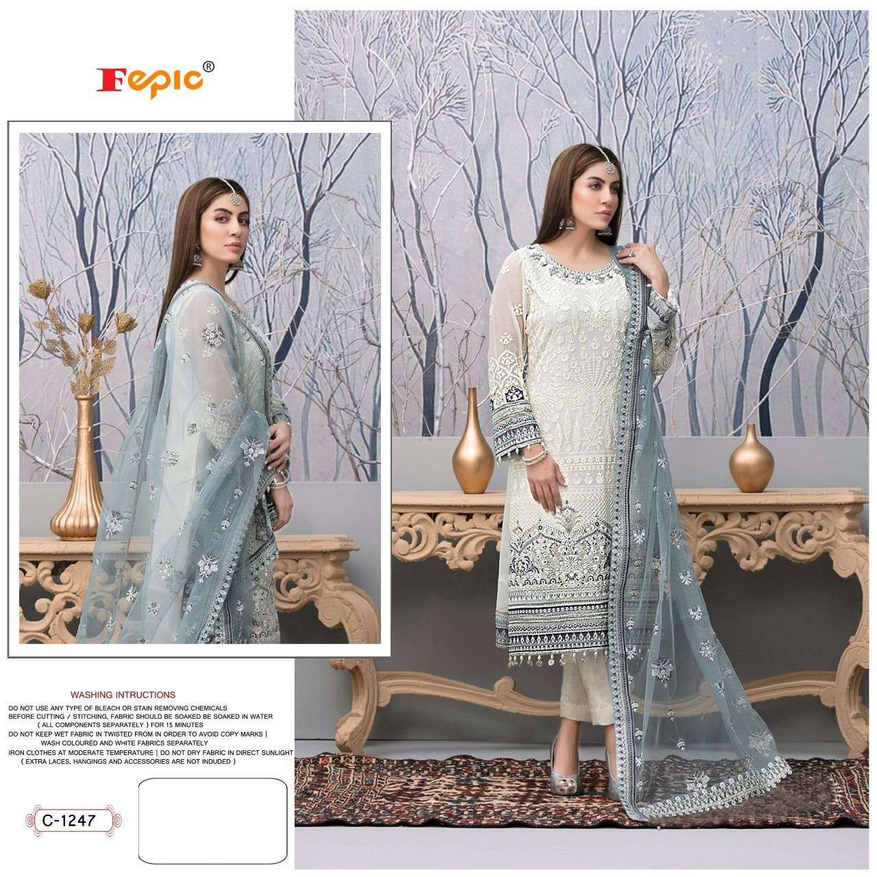 fepic 1247 georgette heavy embroidered salwar suits collection wholesale price surat