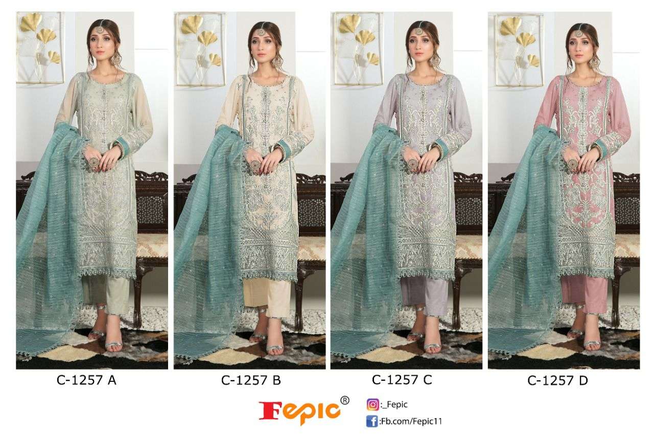 fepic 1257 georgette fancy embrodered salwar suits collection wholesale price 