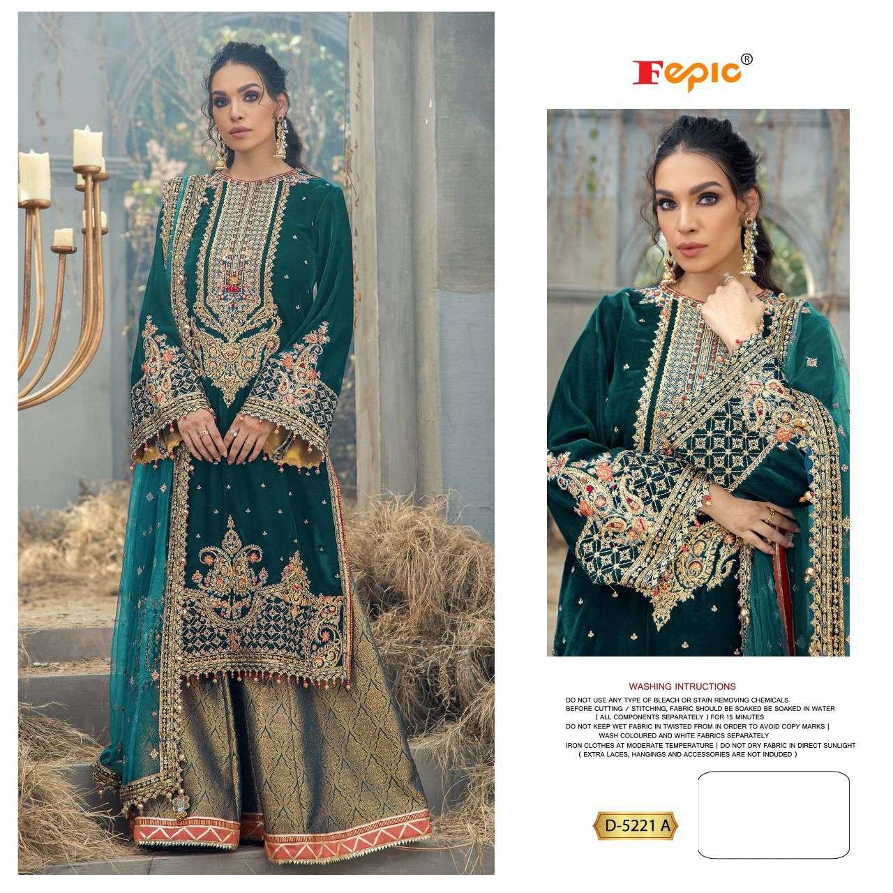 fepic 5221 velvet embroidered heavy look salwar suits collection wholesale price surat