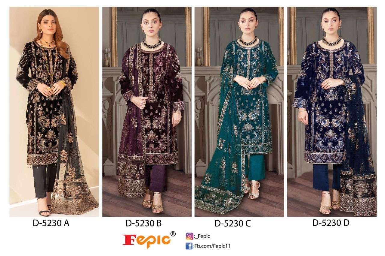 fepic 5230 velvet designer embroidered salwar kameez wholesale price 