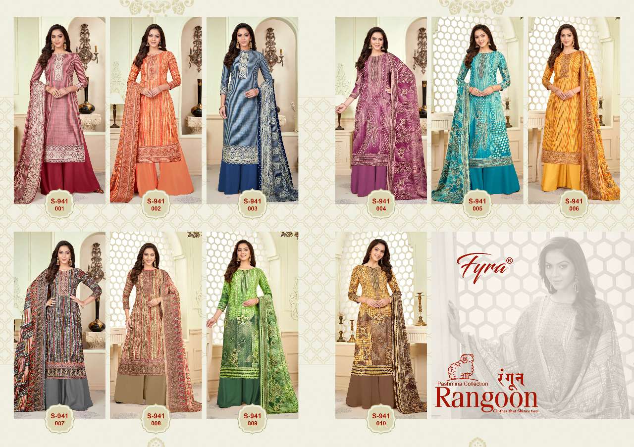 fyra designing rangoon pure pashmina jaqaurd fancy unstich salwar kameez surat