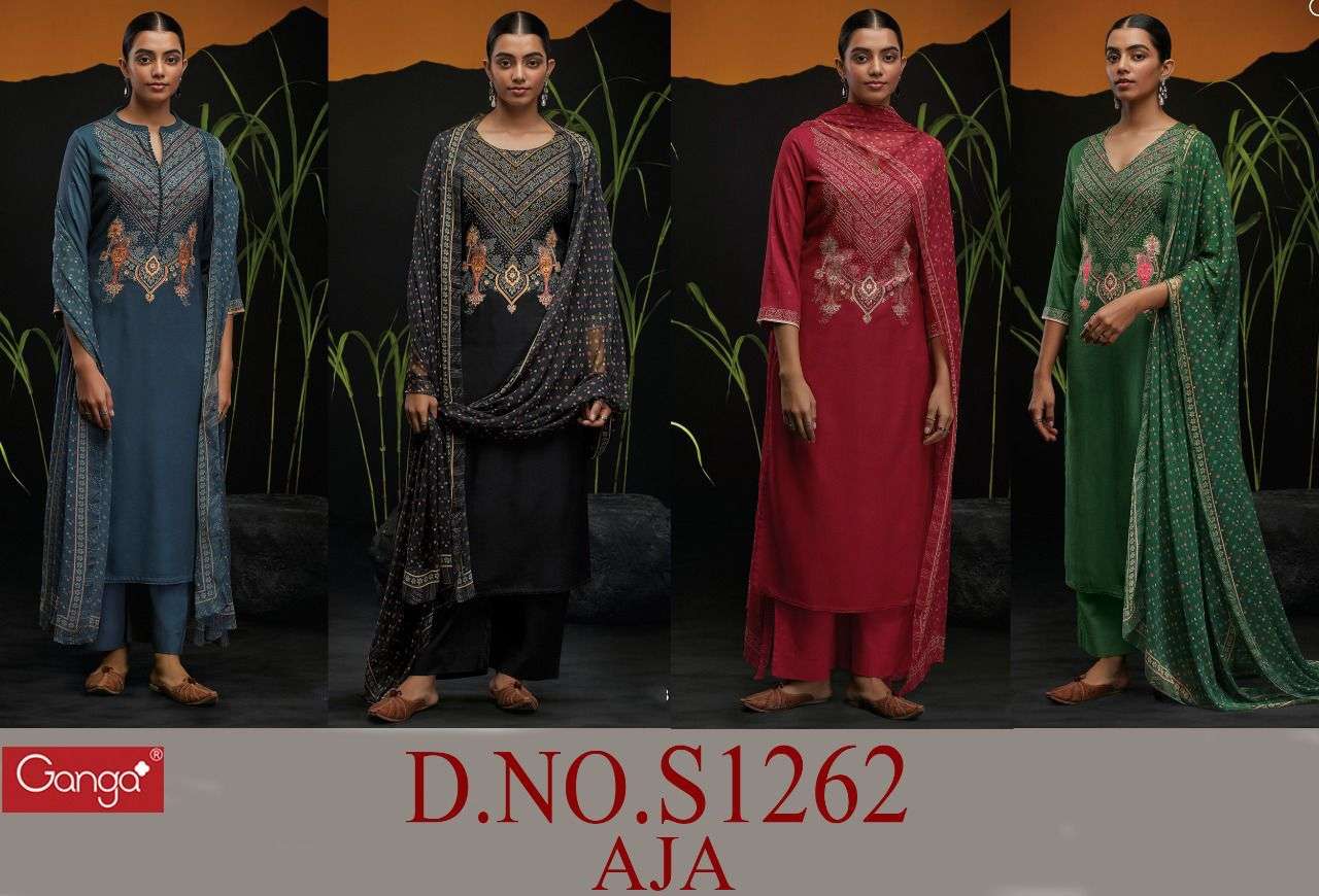 ganga aja 1262 exclusive designer pashmina salwar kameez online dealer wholesaler surat 