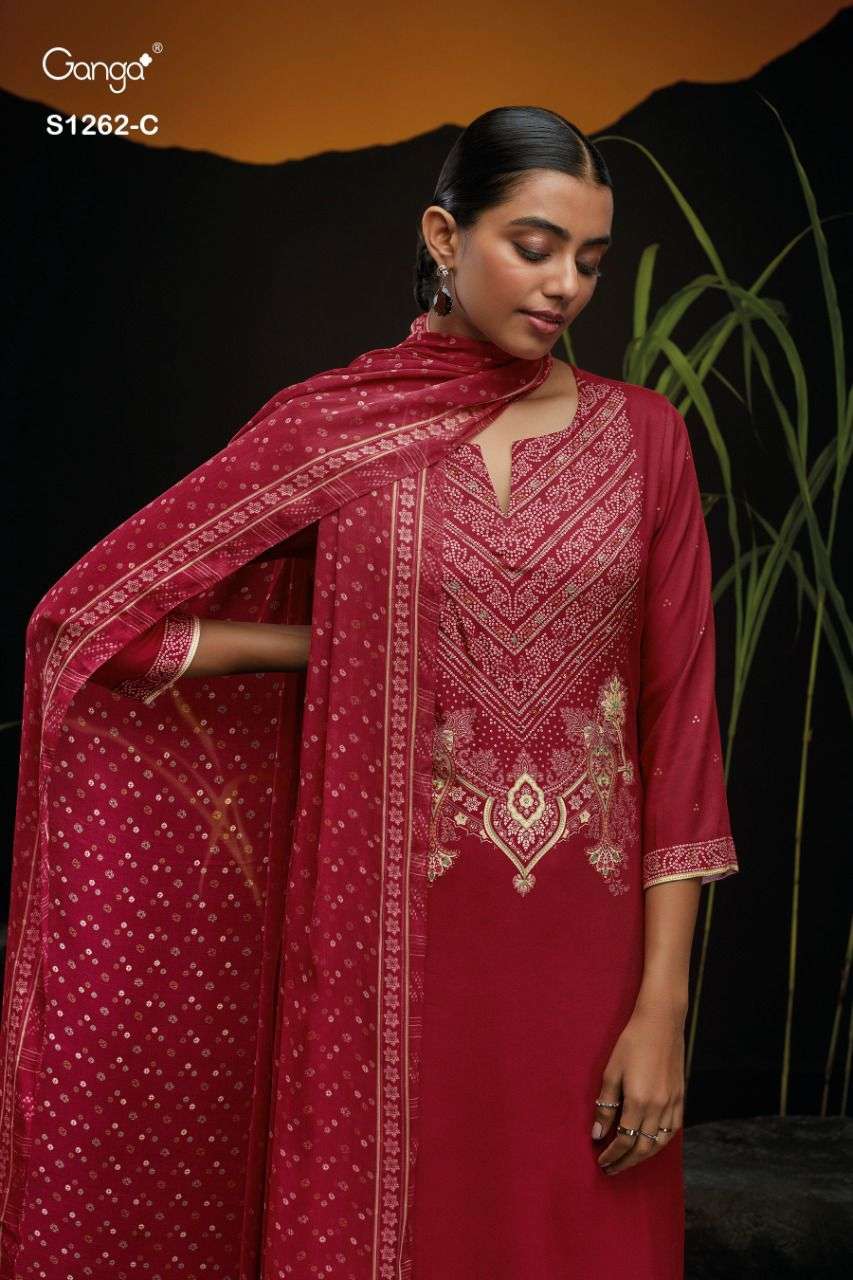ganga aja 1262 exclusive designer pashmina salwar kameez online dealer wholesaler surat 