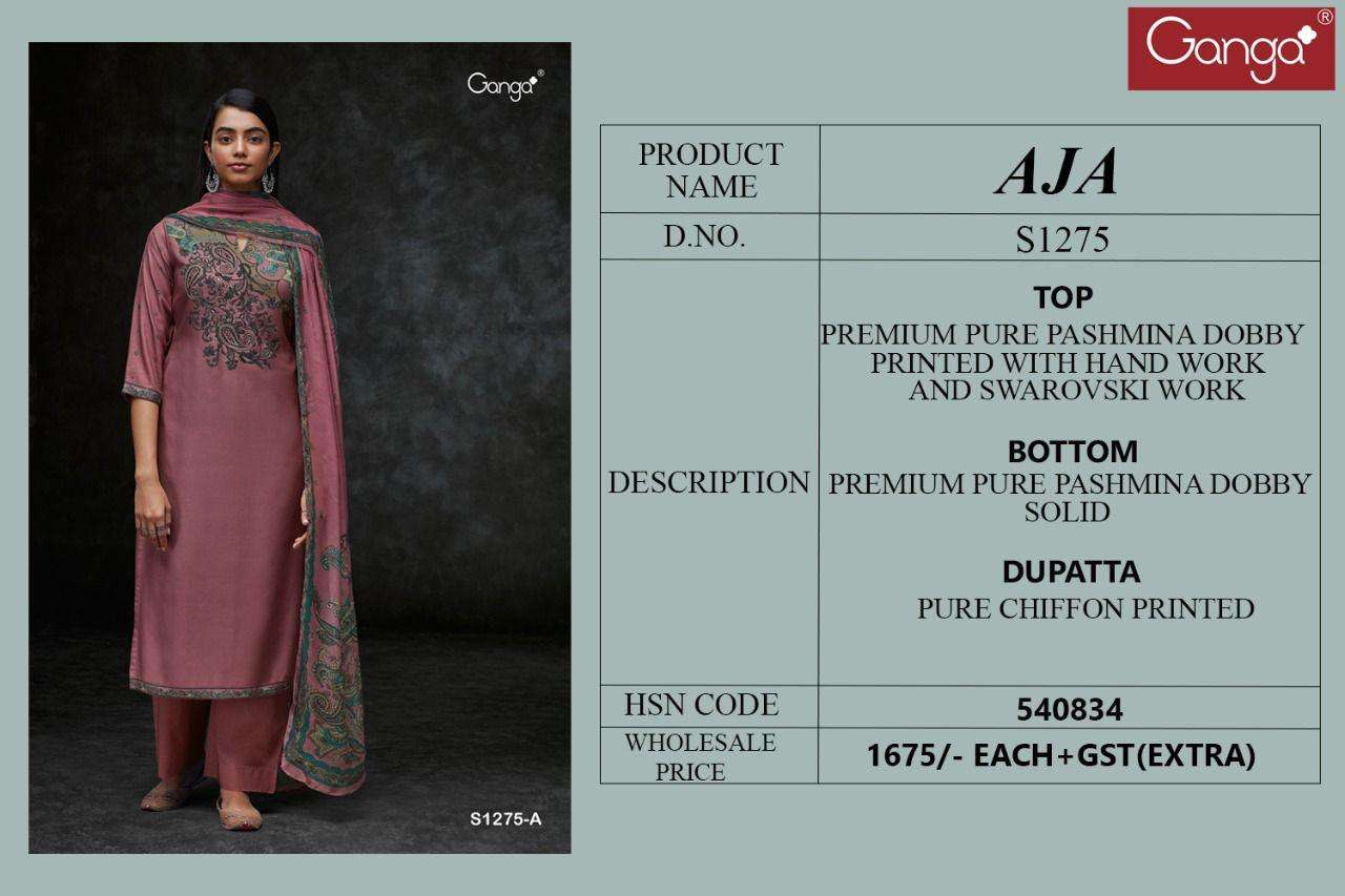 ganga aja 1275 premium wool pashmina unstich dress material collection surat