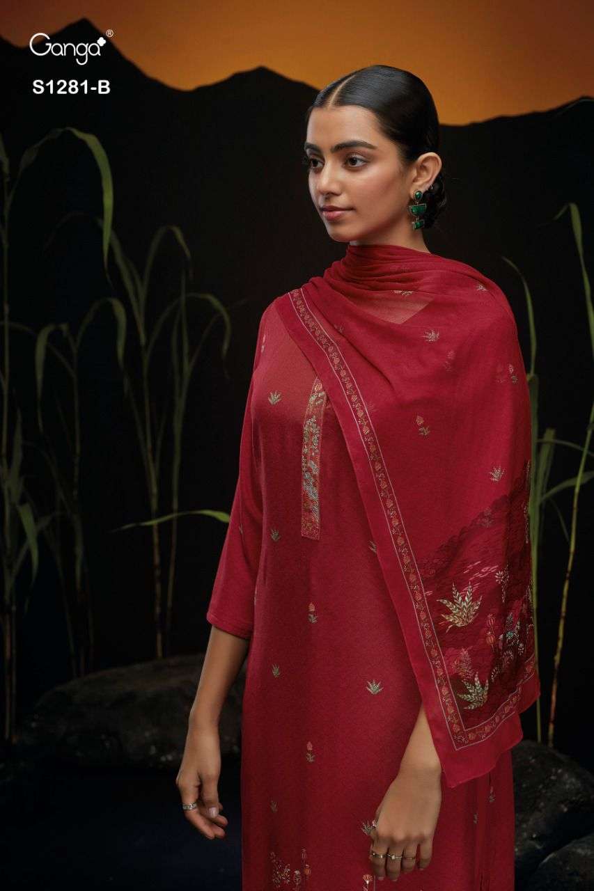 ganga aja 1281 premium wool pashmina salwar kameez wholesale price supplier surat