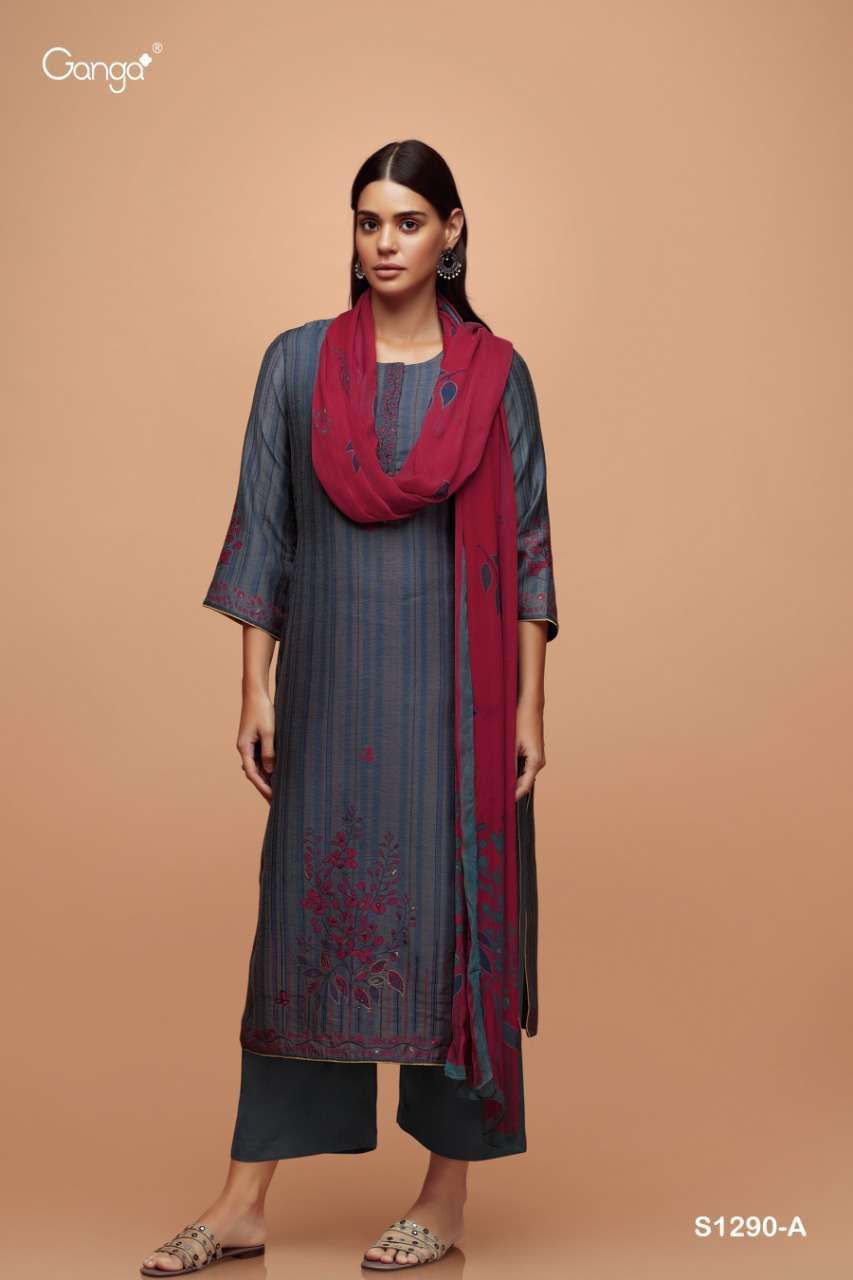 ganga alva 1290 premium wool pashmina unstich salwar suits collection surat