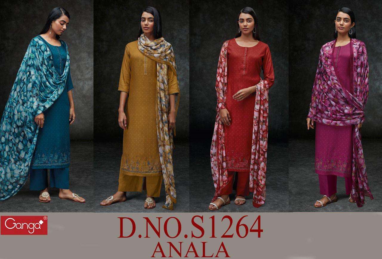 ganga anala 1264 premium wool pashmina salwar kameez catalogue wholesale price surat
