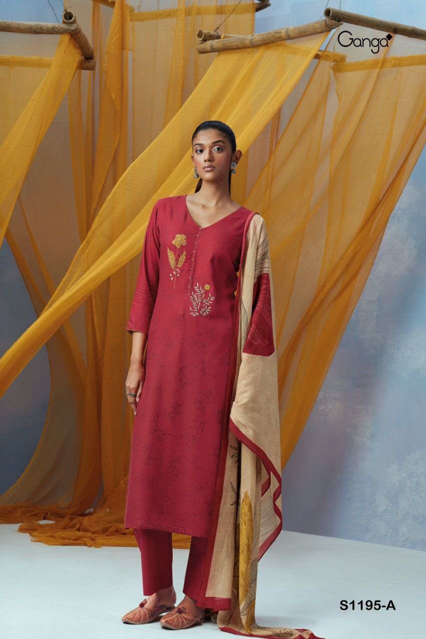 ganga arshia 1195 premium wool pashmina dress material collection wholesale price 