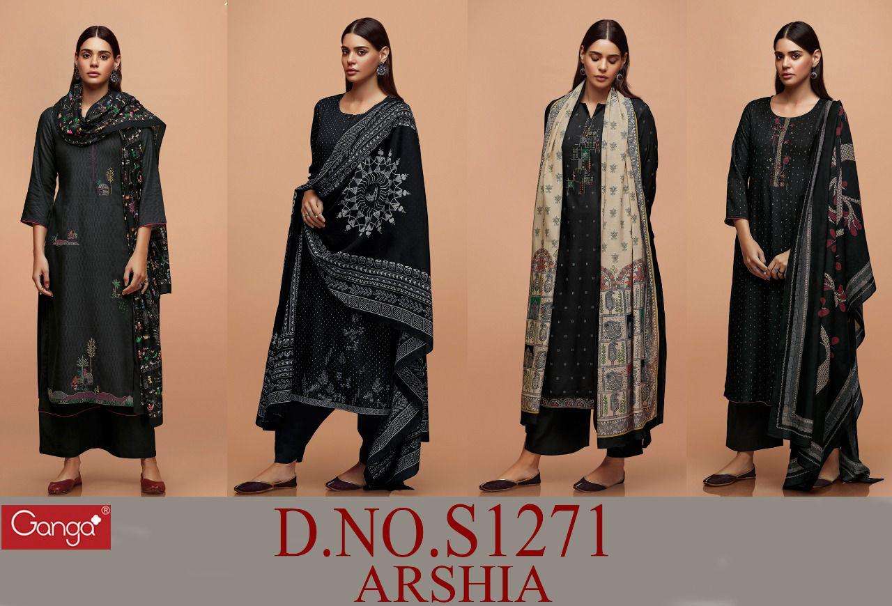 ganga arshia 1271 series wool pashmina designer buy online best rate wholesale dealer surat 