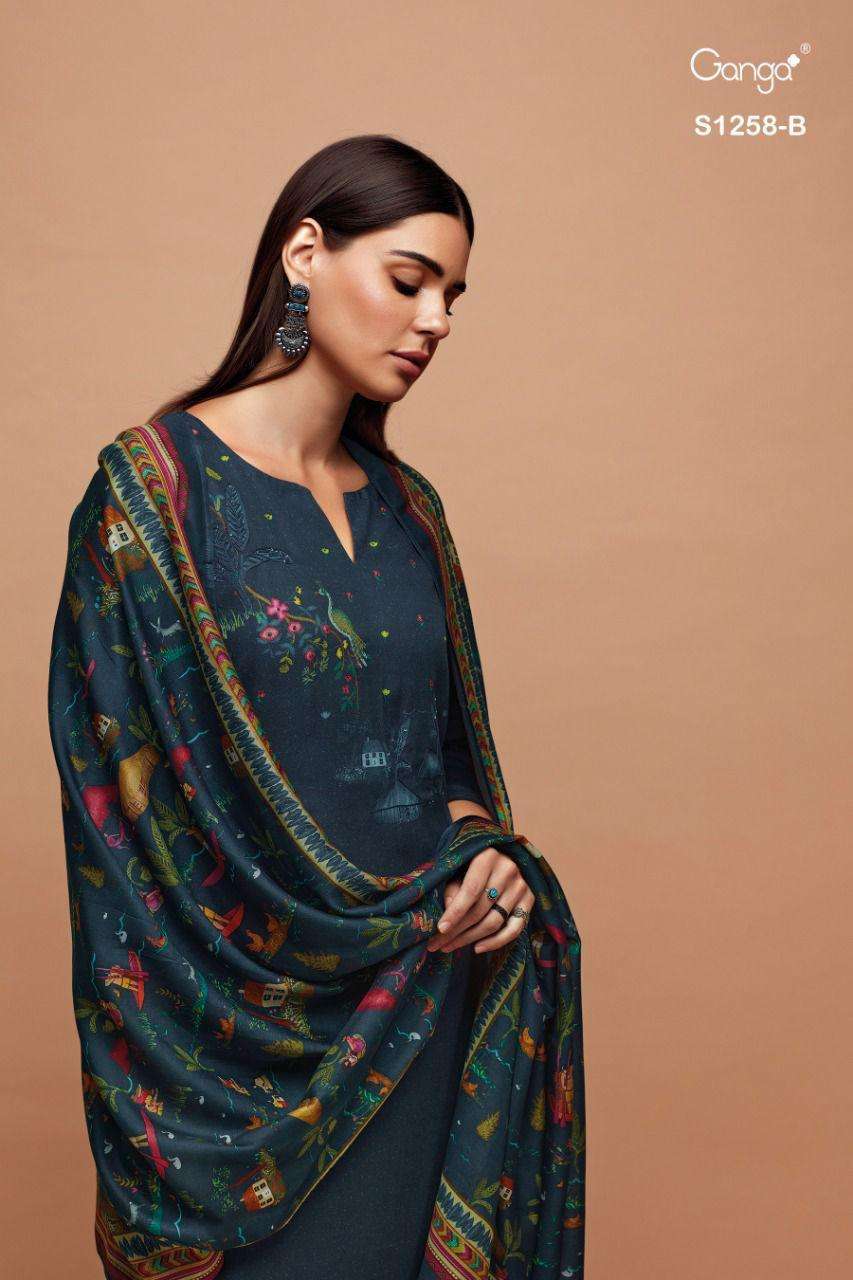 ganga artha 1258 premium wool pashmina unstich salwar kameez wholesale price 