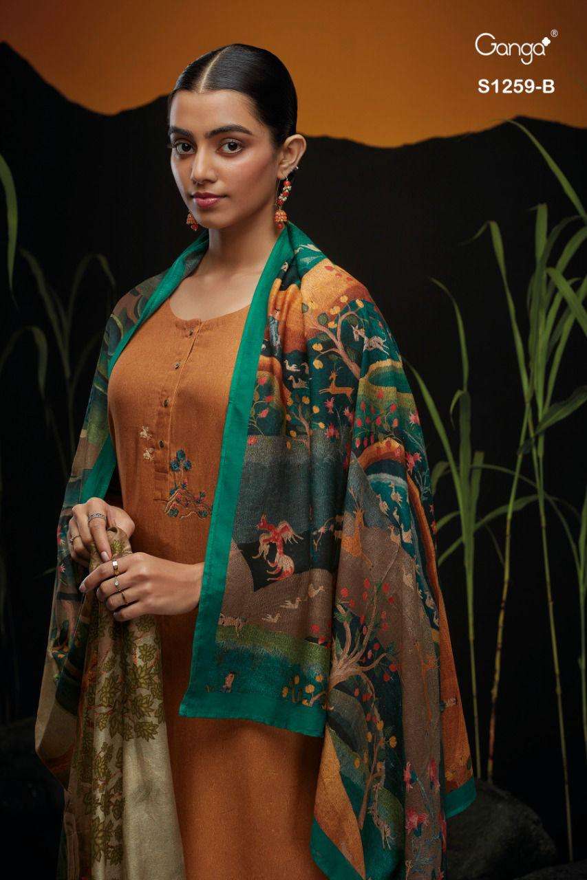 ganga artha 1259 series pashmina dobby printed salwar suits online best rate buy from surat 
