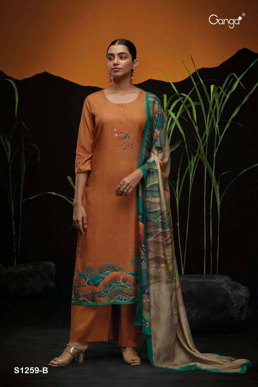 ganga artha 1259 series pashmina dobby printed salwar suits online best rate buy from surat 