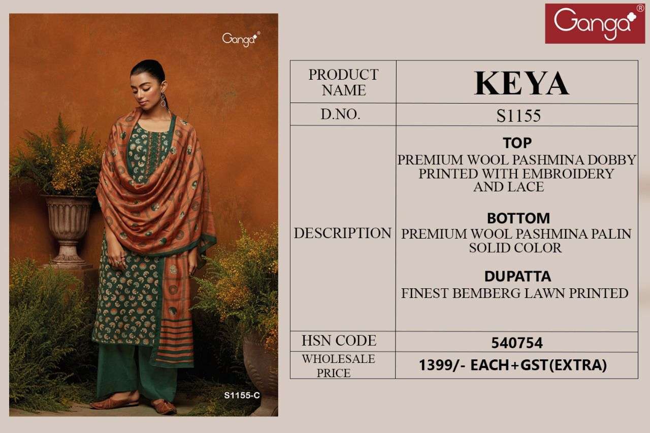 ganga keya 1155 exclusive designer pashmina suits winter collection 2022
