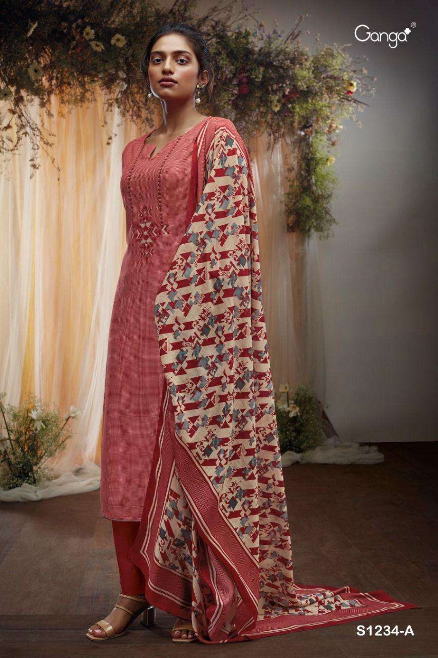 ganga keya 1234 colour series wool pashmina dobby designer salwar kameez online wholesaler surat
