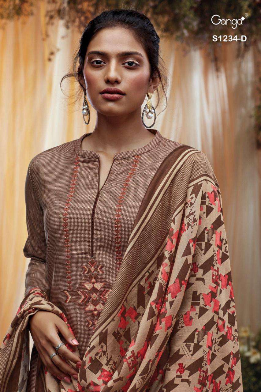 ganga keya 1234 colour series wool pashmina dobby designer salwar kameez online wholesaler surat