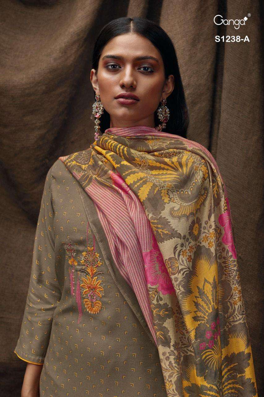 ganga keya 1238 premium wool pashmina unstich salwar kameez wholesale price