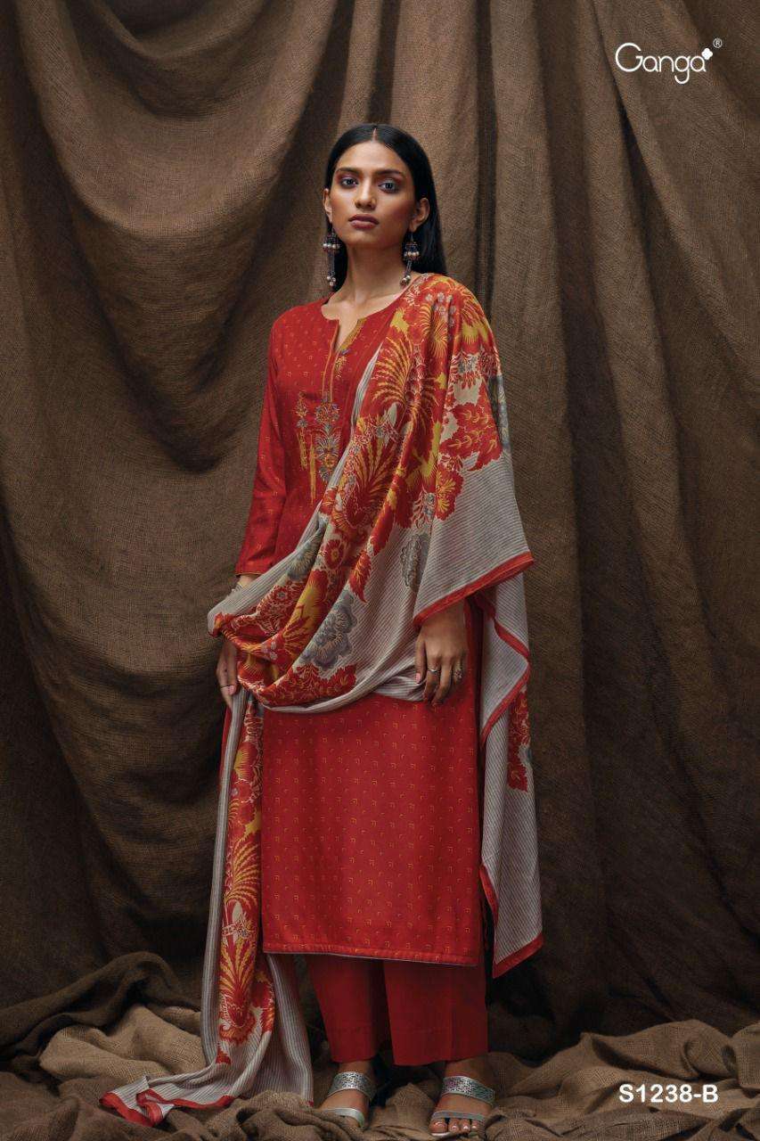 ganga keya 1238 premium wool pashmina unstich salwar kameez wholesale price