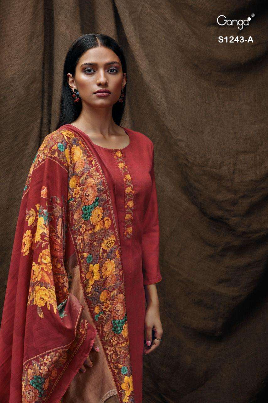 ganga keya 1243 premium wool pashmina unstich salwar kameez wholesale price 