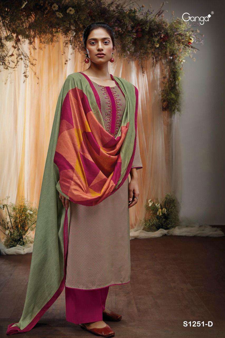 ganga keya 1251 premium wool pashmina unstich salwar suits collection wholesale price surat