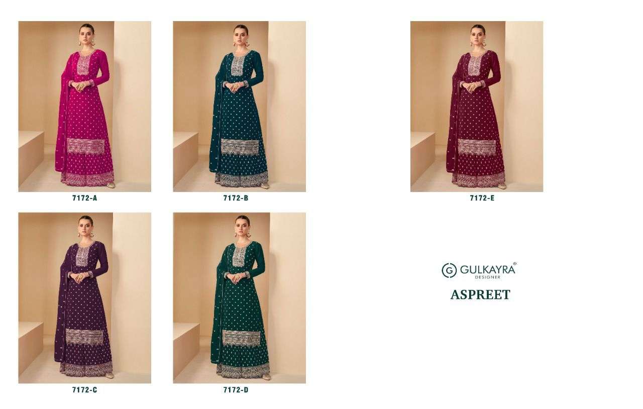 gulkarya designer aspreet 7172 colours real georgette party wear sharara suits collection surat