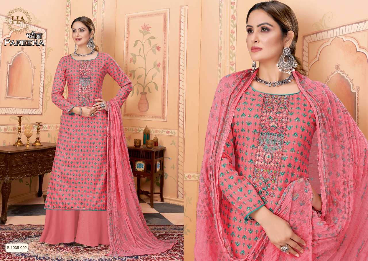 Harshit fashion pareeha pure Viscose Rayon designer unstich salwar suits collection 