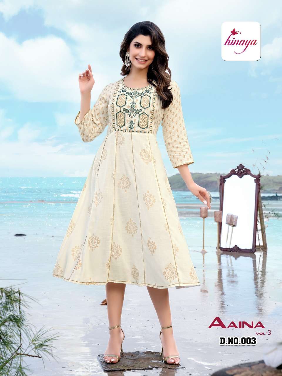 hinaya aaina vol-3 rayon fancy casual wear kurtis wholesale price surat