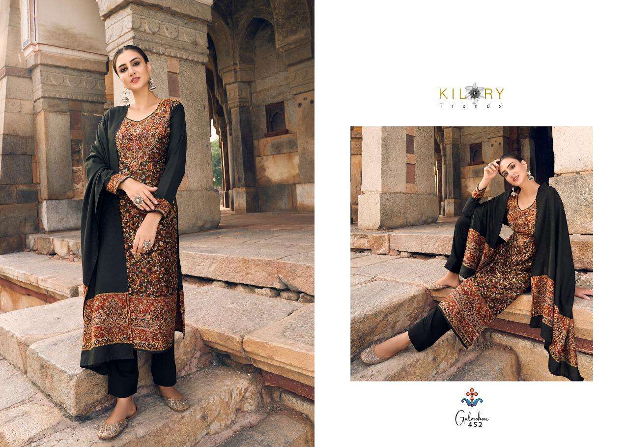 kilory trendz gulmohar vol-8 451-460 series pure handloom weaving pashmina salwar suits wholesale price 