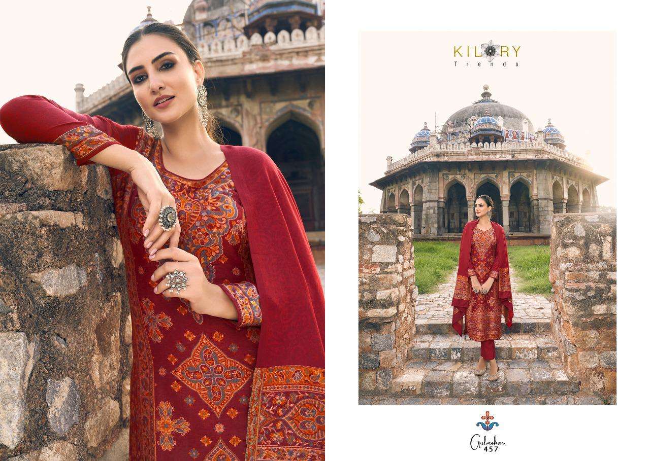 kilory trendz gulmohar vol-8 451-460 series pure handloom weaving pashmina salwar suits wholesale price 