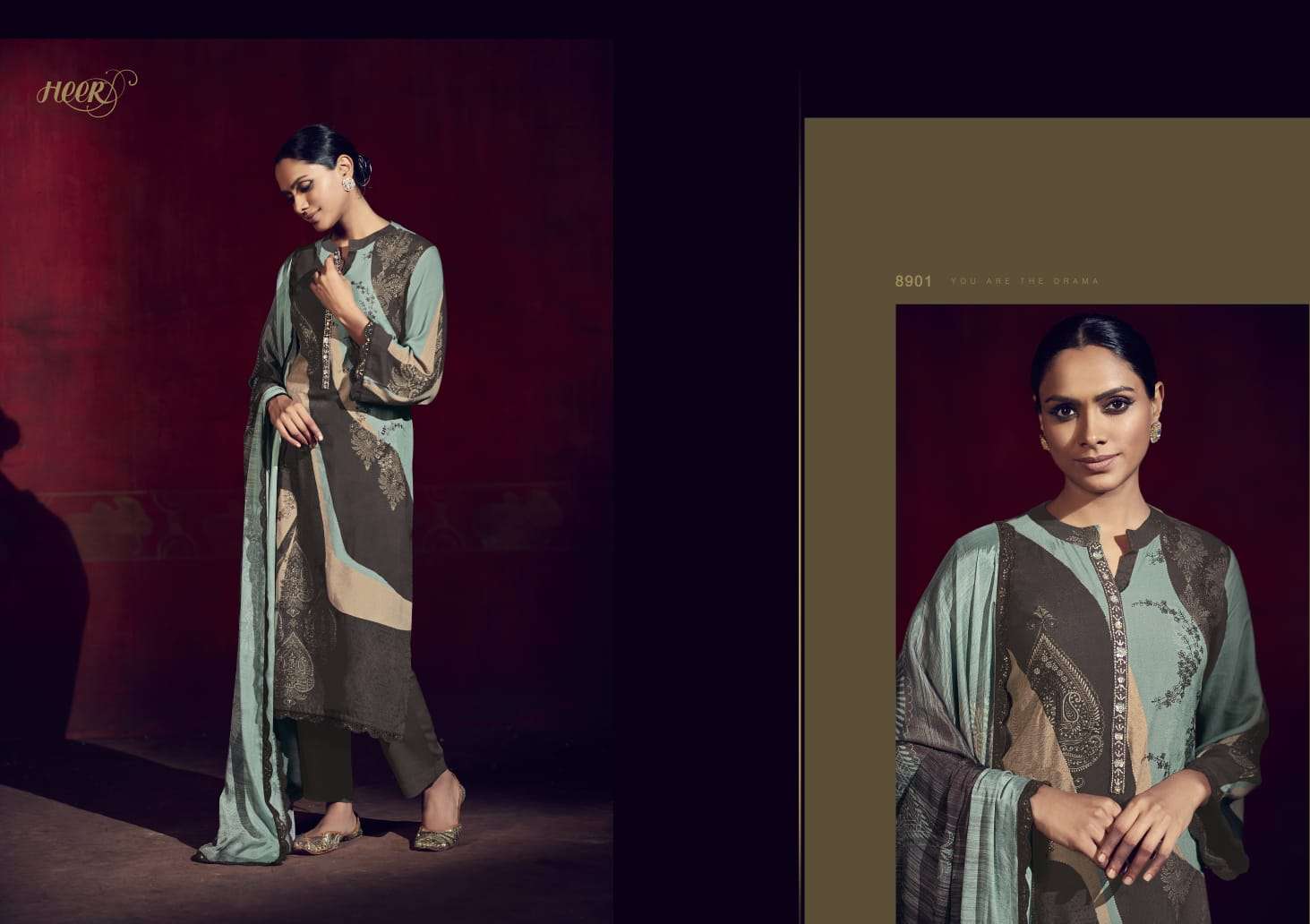 kimora heer aziza 8901-8908 series pashmina velvet designer salwar suits wholesale price 